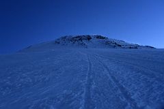 01C Looking Up At The Steep Trail To The Traverse With Mount Elbrus East Summit Above From Near Beginning Of Mount Elbrus Climb